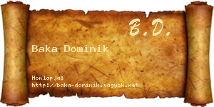 Baka Dominik névjegykártya